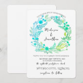 Romantic Watercolor Flower Wreath Wedding Einladung (Vorne/Hinten)