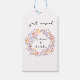 Romantic Watercolor Flower Wreath Wedding Geschenkanhänger