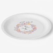 Romantic Watercolor Flower Wreath Wedding Pappteller (Schrägansicht)