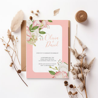Romantic Watercolor Flowers Elegant Script Invite Einladung
