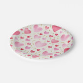 Romantic Watercolor Hearts & Gold Glitter Confetti Pappteller (Schrägansicht)