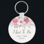 Romantic Watercolor Pink Florals Mr & Mrs Wedding Schlüsselanhänger<br><div class="desc">Zum Hochzeitsfeiern</div>