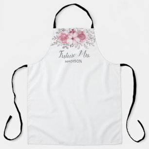 Romantic Watercolor Pink Florals Mr & Mrs Wedding Schürze