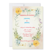 Romantic Watercolor Pink & Yellow Flower Wedding 