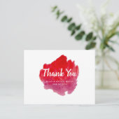 Romantic Watercolor Red Wedding Vielen Dank Postkarte (Stehend Vorderseite)