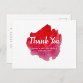 Romantic Watercolor Red Wedding Vielen Dank Postkarte (Vorne/Hinten)
