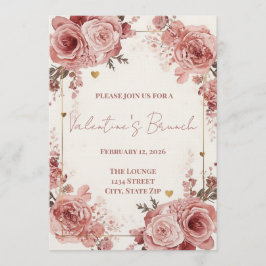 Romantic Watercolor Valentine’s Brunch Invitation Einladung