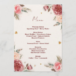Romantic Watercolor Valentine’s Brunch Menu Einladung