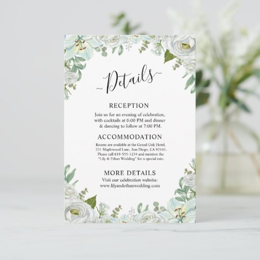 Romantic Watercolor Wedding Begleitkarte (Stehend Vorderseite)