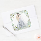 Romantic Watercolor Wedding Quadratischer Aufkleber (Umschlag)