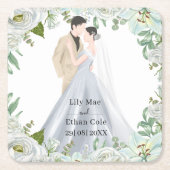 Romantic Watercolor Wedding Rechteckiger Pappuntersetzer (Vorderseite)