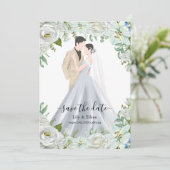 Romantic Watercolor Wedding Save The Date (Stehend Vorderseite)