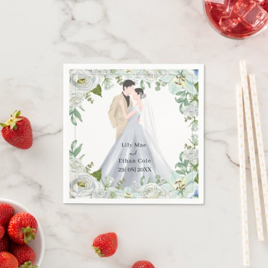Romantic Watercolor Wedding Serviette (Beispiel)