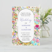 Romantic Watercolor Wildflower Wedding Einladung (Stehend Vorderseite)
