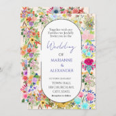 Romantic Watercolor Wildflower Wedding Einladung (Vorne/Hinten)
