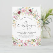 Romantic Watercolor Wildflower Wedding Save The Date (Stehend Vorderseite)