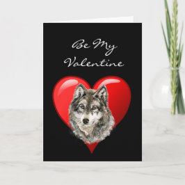 Romantic  Watercolor Wolf Valentine Feiertagskarte