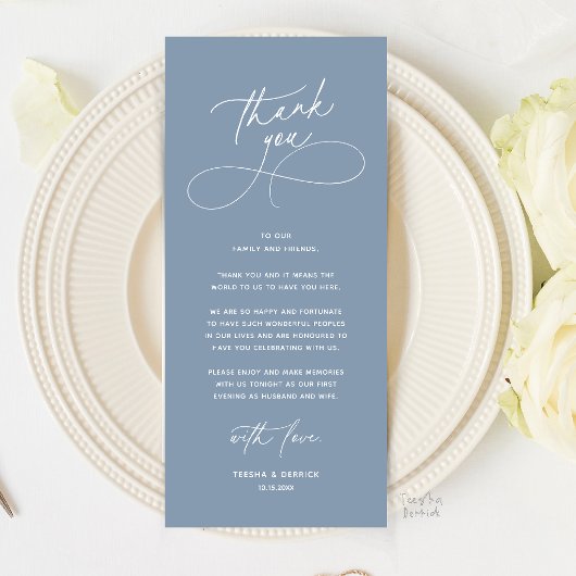 Romantic Wed Dinner Place Setting Thank You Card Programm