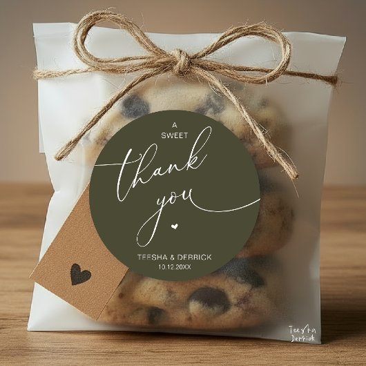 Romantic Wedding A Sweet Thank You Cookies Runder Aufkleber