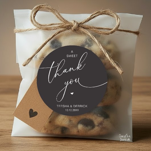 Romantic Wedding A Sweet Thank You Cookies Runder Aufkleber