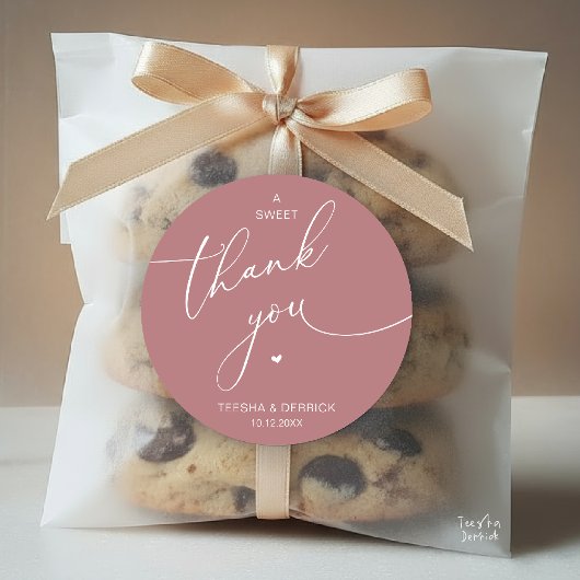 Romantic Wedding A Sweet Thank You Cookies Runder Aufkleber