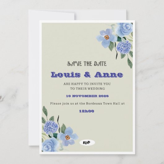   Romantic Wedding Announcement Save The Date (Vorderseite)