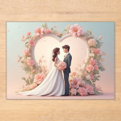 Romantic Wedding Couple Silhouette Acryleinladungen (Vorderseite)