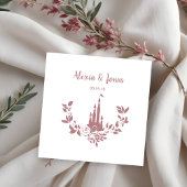 Romantic Wedding Design with Castle and Flowers Gummistempel