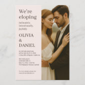 Romantic Wedding Elopement Blush Pink Photo Einladung (Vorderseite)