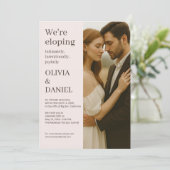 Romantic Wedding Elopement Blush Pink Photo Einladung (Stehend Vorderseite)