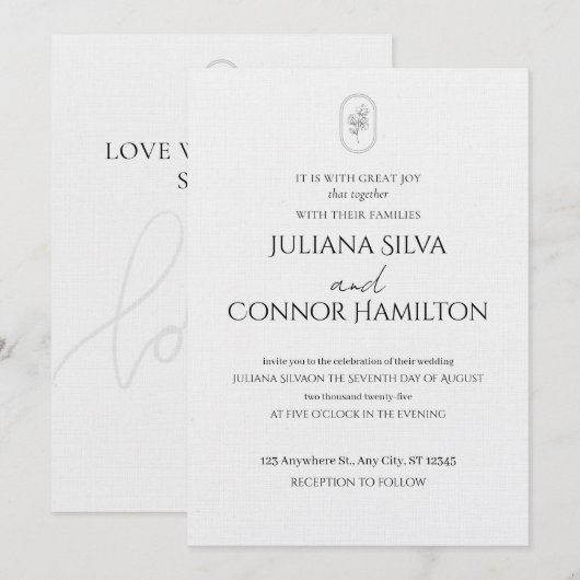 Romantic Wedding Invitation | Chic & Modern Einladung (Vorne/Hinten)