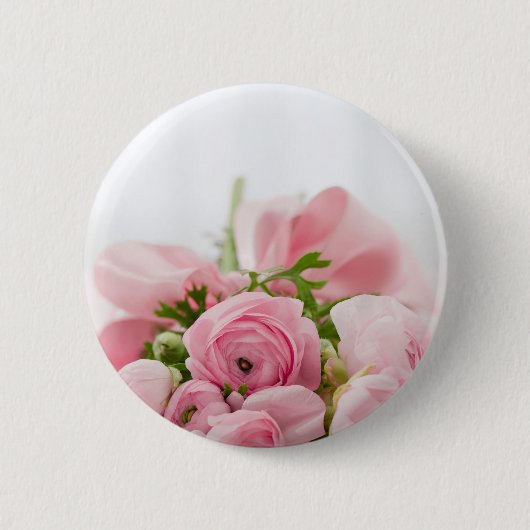 Romantic Wedding Love Soft Pink Flower Bouquet Button (Vorderseite)