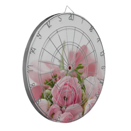 Romantic Wedding Love Soft Pink Flower Bouquet Dartscheibe (Vorderseite Links)