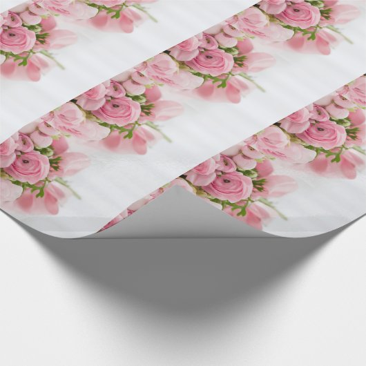 Romantic Wedding Love Soft Pink Flower Bouquet Geschenkpapier (Ecke)