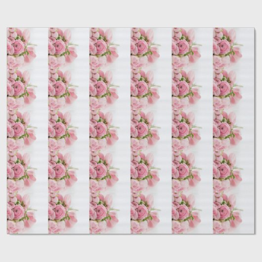 Romantic Wedding Love Soft Pink Flower Bouquet Geschenkpapier (Flach)