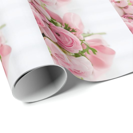 Romantic Wedding Love Soft Pink Flower Bouquet Geschenkpapier (Rolleneckpunkt)