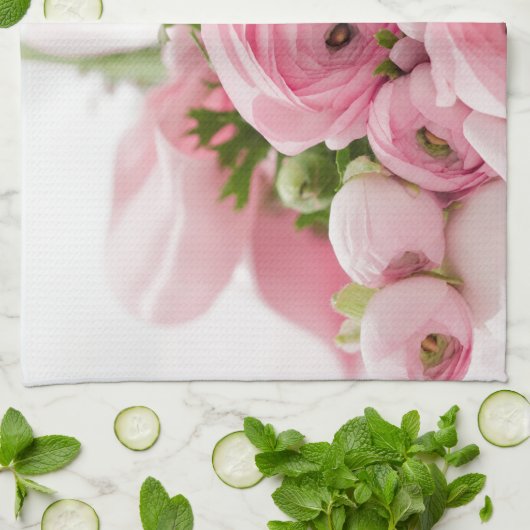 Romantic Wedding Love Soft Pink Flower Bouquet Küchentuch (Gefaltet)