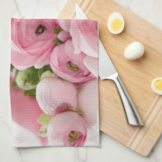 Romantic Wedding Love Soft Pink Flower Bouquet Küchentuch (Viertel Falte)