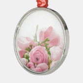 Romantic Wedding Love Soft Pink Flower Bouquet Ornament Aus Metall (Links)