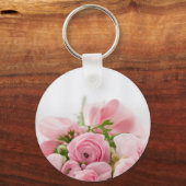 Romantic Wedding Love Soft Pink Flower Bouquet Schlüsselanhänger (Vorderseite)