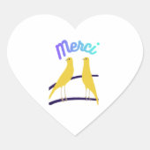 Romantic Wedding Merci Canary Heart Sticker  (Vorderseite)
