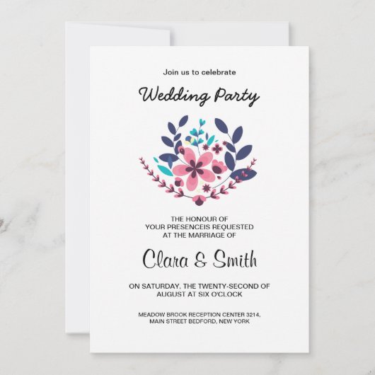 Romantic Wedding Party Einladung (Vorderseite)