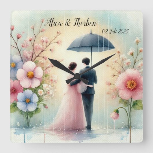 Romantic Wedding pastell Nr.2 Quadratische Wanduhr (Vorderseite)
