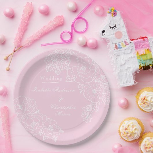 Romantic Wedding Peonies Blush Pink Pappteller (Party)