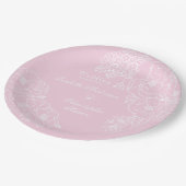 Romantic Wedding Peonies Blush Pink Pappteller (Schrägansicht)