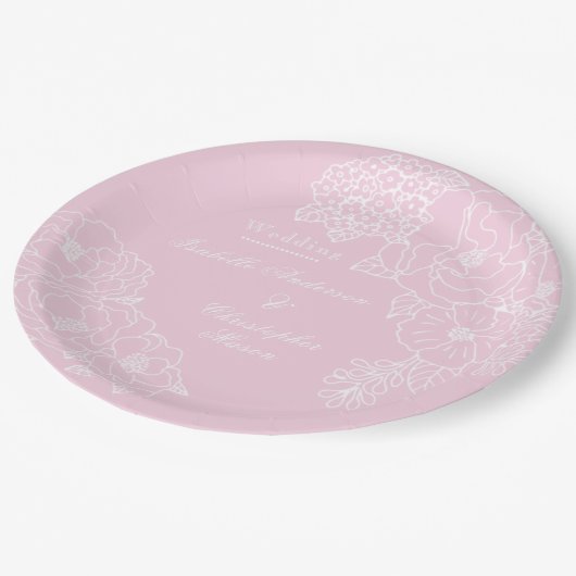 Romantic Wedding Peonies Blush Pink Pappteller (Schrägansicht)