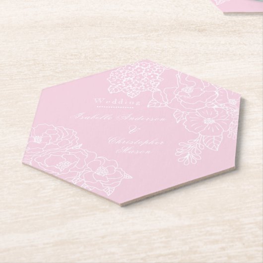 Romantic Wedding Peonies Blush Pink Untersetzer (angewinkelt)