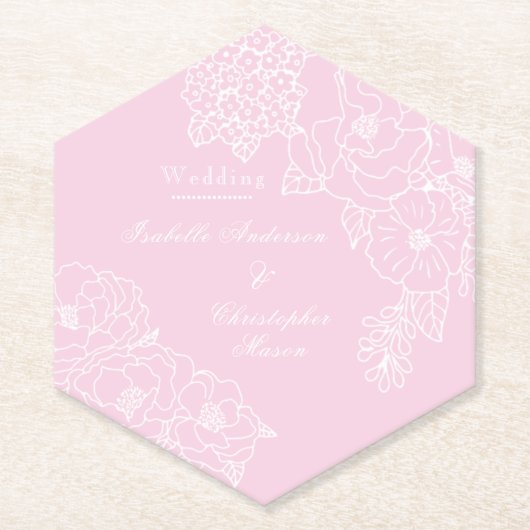 Romantic Wedding Peonies Blush Pink Untersetzer (Vorderseite)
