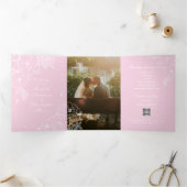 Romantic Wedding Peonies Delicate Blush Pink Dreifach Gefaltete Einladung (Innenseite)