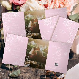 Romantic Wedding Peonies Delicate Blush Pink Dreifach Gefaltete Einladung